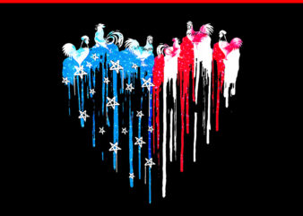 Chicken American Flag Heart USA Patriotic Pride 4th Of July PNG t shirt vector file