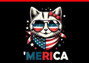 Merica Cat 4th Of July PNG, Cat Patriotic PNG