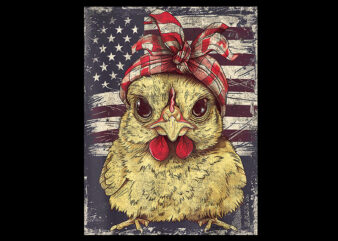 Cute Chicken USA American Flag Patriotic Americana PNG t shirt vector file