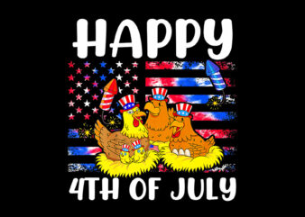 Happy 4th Of July Chicken PNG, Chicken Flag Patriotic Americana PNG graphic t shirt