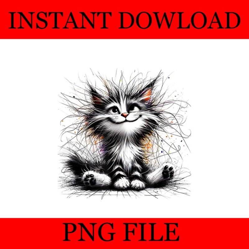 Funny Cat Art Print PNG, Cat Print PNG