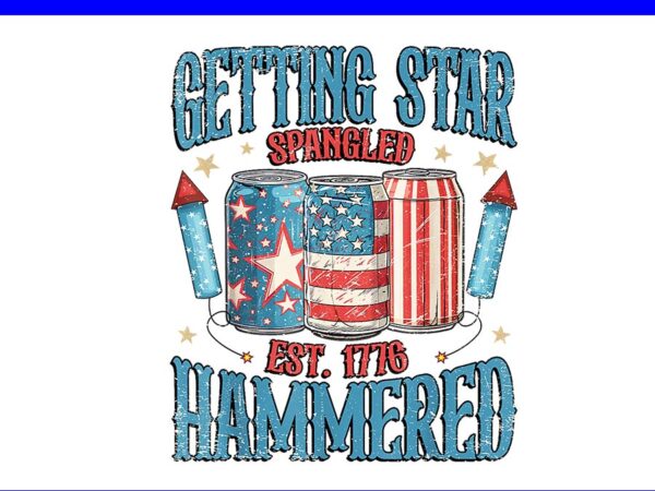 Getting star spangled est 1776 hammered american 4th of july png t shirt design template