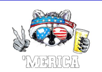 Raccoon Merica PNG, Raccoon Merica 4th Of July PNG t shirt design online