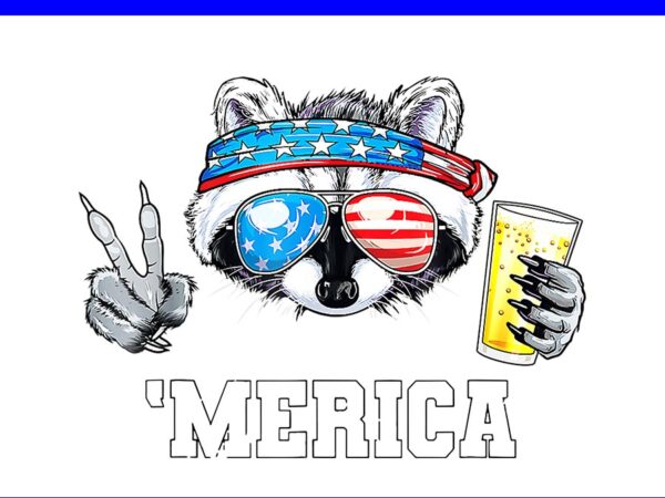 Raccoon merica png, raccoon merica 4th of july png t shirt design online