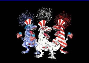 Red White Blue T Rex Dinosaur PNG, Dinosaur Firework 4th Of July PNG
