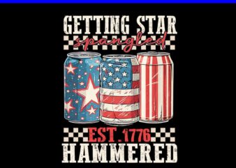 Getting Star Spangled Est 1776 Hammered PNG, Beer 4th Of July PNG