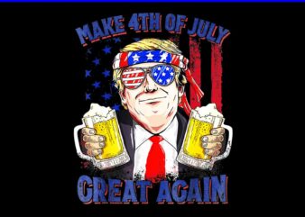Make 4th of July Great Again PNG, Trump Drinking Beer PNG