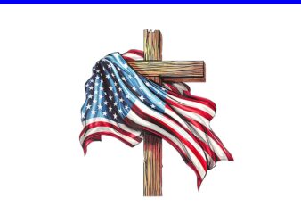 American Flag Christian Cross Jesus 4th Of July PNG, Christian Cross Jesus PNG Regular