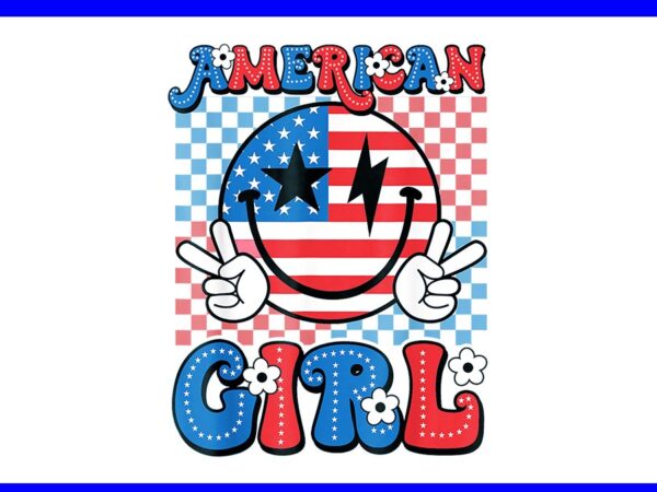 American girl 4th of july png, retro groovy fourth 4th of july smile png t shirt vector