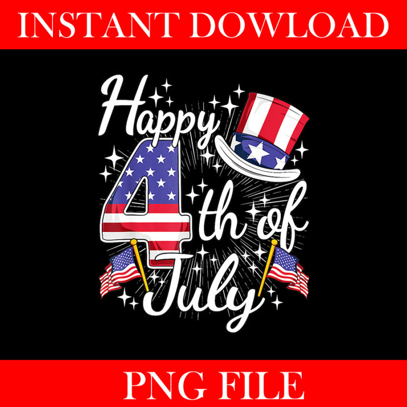 Happy 4th Of July Patriotic American Flag USA PNG