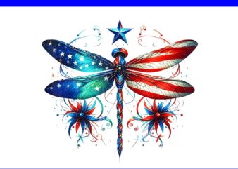American Flag Dragonfly PNG, Dragonfly 4th Of July PNG
