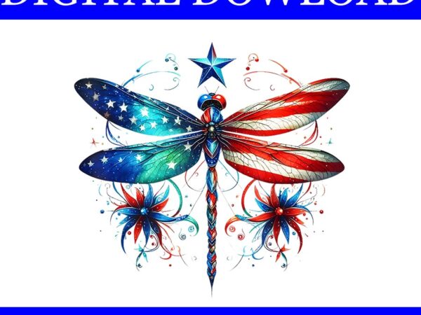 American flag dragonfly png, dragonfly 4th of july png t shirt vector
