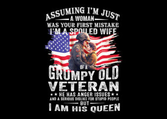 I’m A Spoiled Wife Of A Grumpy Old Veteran Husband Wife PNG t shirt design for sale