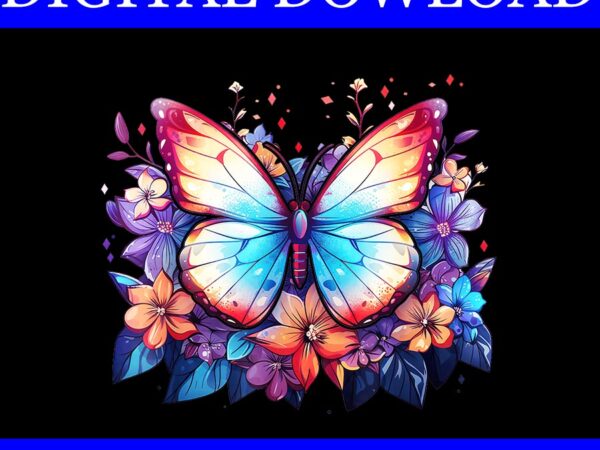 Butterfly flowers png, butterfly 4th of july png t shirt template