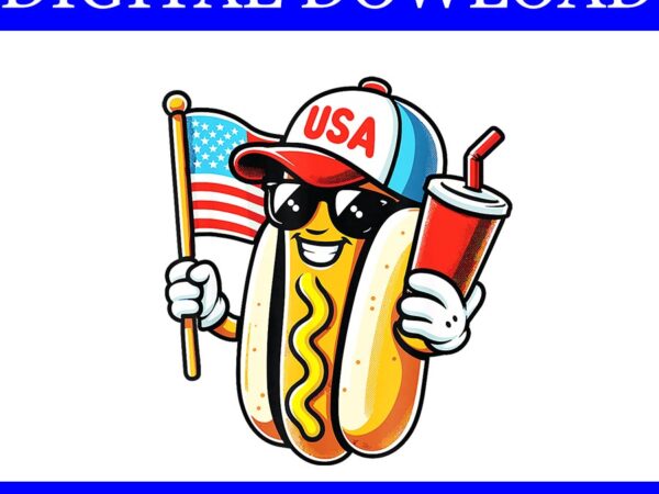 Hotdog 4th of july png, hotdog american flag png graphic t shirt