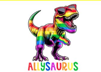 Dinosaur Rainbow Flag Ally LGBT PNG, Allysaurus LGBT PNG t shirt vector illustration