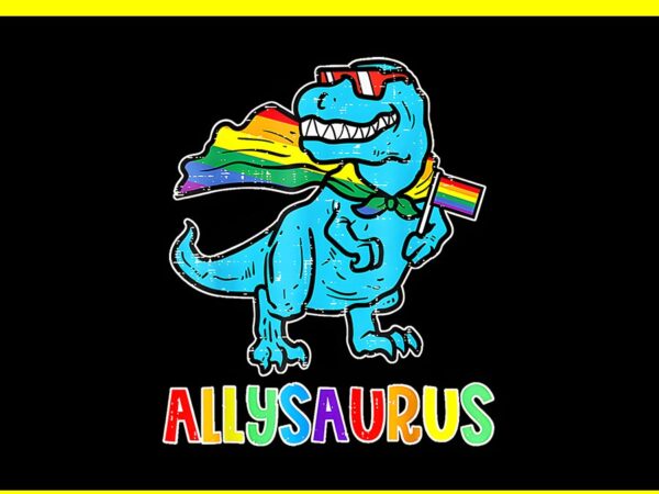 Allysaurus lgbt png, dinosaur rainbow flag ally lgbt pride png t shirt vector