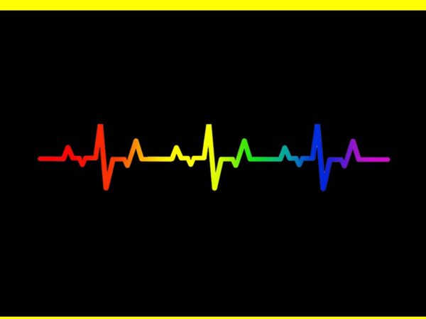 Gay heartbeat pride rainbow flag png, heartbeat lgbtq png t shirt design template