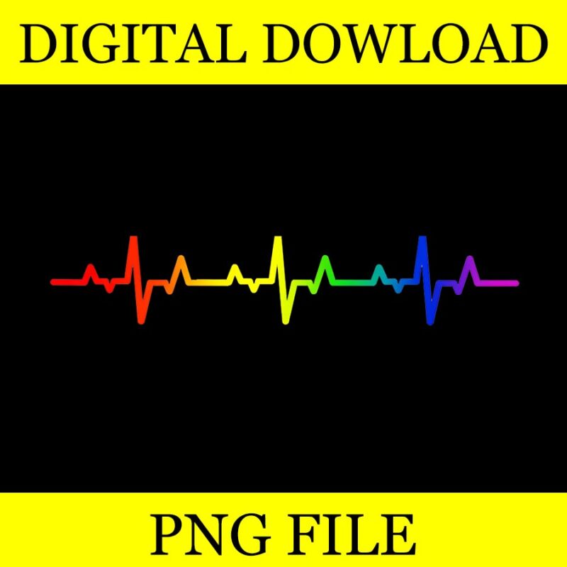 Gay Heartbeat Pride Rainbow Flag PNG, Heartbeat LGBTQ PNG