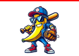 Banana Playing Baseball PNG, Fruit Lover Funny Baseball Player PNG