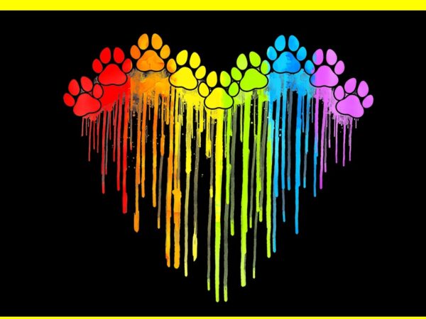 Dog paws heart lgbt png, dog lover gay pride lgbt png t shirt vector illustration