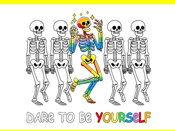 Dare to be yourself skeleton png, skeleton gay pride ally png t shirt vector illustration