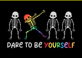 Dare To Be Yourself Skeleton PNG, Skeleton Gay Pride Ally PNG