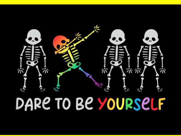 Dare to be yourself skeleton png, skeleton gay pride ally png t shirt vector illustration