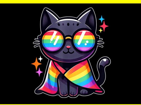 Cat gay pride rainbow lgbtq png, cat gay png, cat lgbt png t shirt vector file