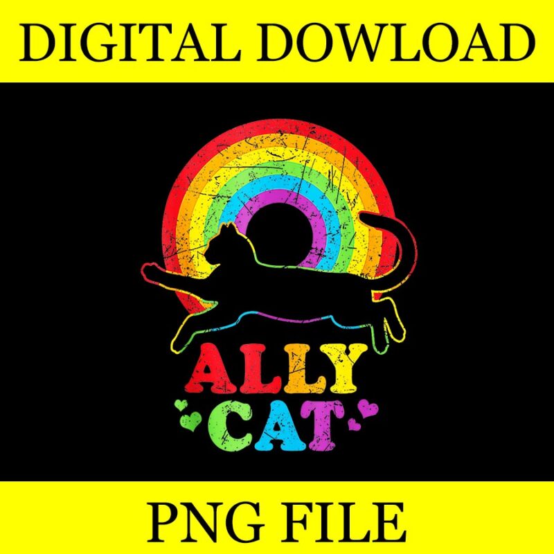 Ally Cat LGBT PNG, Cat With Ally Pride Rainbow PNG