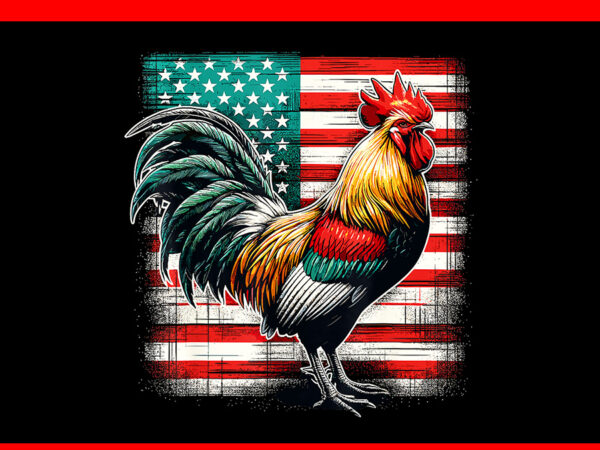 Rooster patriotic png, chicken farmer flag usa png t shirt design online