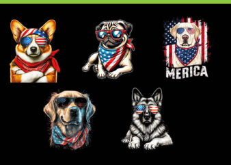 Bundle Dog 4th Of July PNG, Pug Dog 4th Of July, Corgi 4th Of July, Chocolate Labrador 4th Of July, Australian Shepherd 4th Of July, t shirt template