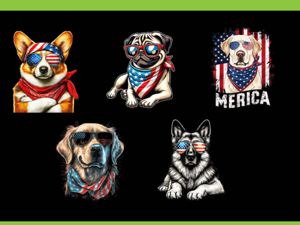 Bundle dog 4th of july png, pug dog 4th of july, corgi 4th of july, chocolate labrador 4th of july, australian shepherd 4th of july, t shirt template