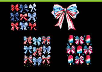 Coquette American PNG, Coquette Bows 4th Of July PNG, Popsicle Bows Patriotic PNG t shirt vector file