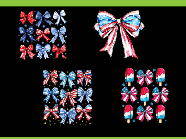 Coquette american png, coquette bows 4th of july png, popsicle bows patriotic png t shirt vector file