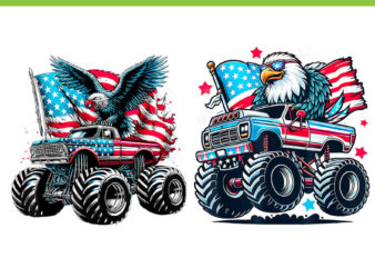 Monster Truck Bald Eagle PNG, Eagle 4th Of July PNG, Truck 4th Of July PNG t shirt designs for sale