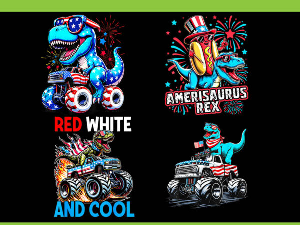 Dinosaur 4th of july png, dinosaur t-rex monster truck png, t shirt vector illustration