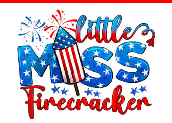 Little Miss Firecracker 4th Of July American Flag PNG t shirt vector graphic