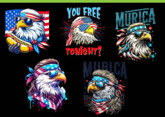 Eagle 4th Of July Patriotic PNG, Eagle Murica PNG, Eagle Flag USA PNG vector clipart