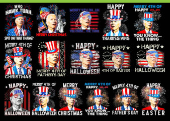 Bundle Biden 4th Of July PNG, Happy Halloween Biden PNG, Who Hawk Tuah Spit On That Thang BIden PNG, Biden Merry Christmas PNG