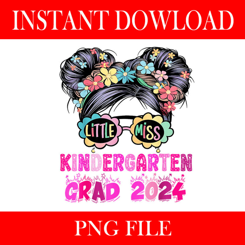 Little Girl Kindergarten Graduation PNG, Kindergarten Grad 2024 PNG