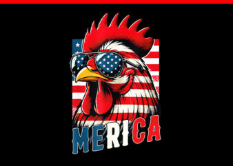 Patriotic Chicken Merica USA Flag PNG, Chicken 4th Of July PNG