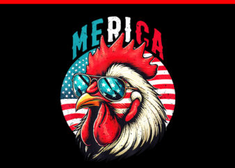 Patriotic Chicken Merica USA Flag PNG, Chicken 4th Of July PNG