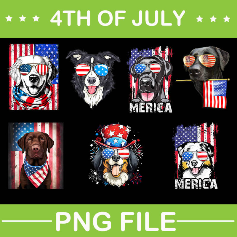 Bundle Dog 4th Of July PNG, Pug Dog 4th Of July, Corgi 4th Of July, Chocolate Labrador 4th Of July, Australian Shepherd 4th Of July,