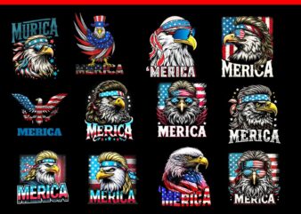 Merica Eagle PNG, Merica Eagle 4TH Of July PNG, Eagle USA Flag PNG t shirt designs for sale