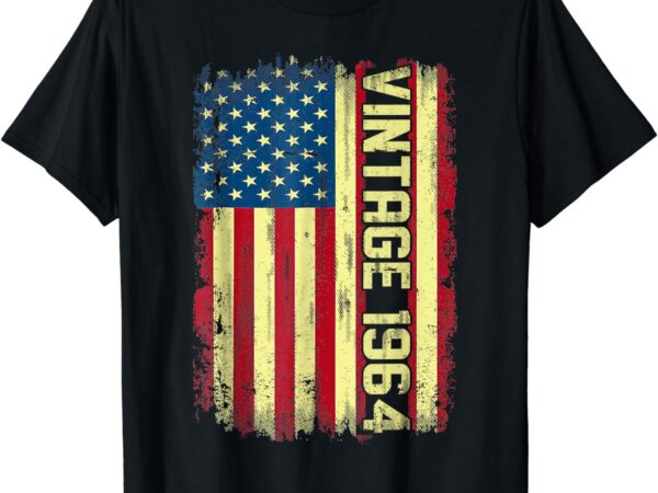 Vintage 1964 60th birthday gifts 60 year old american flag t-shirt