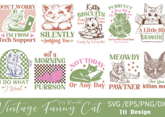 Vintage Funny Cat Sublimation T-shirt Bundle Vintage Funny Cat Sublimation Svg Bundle