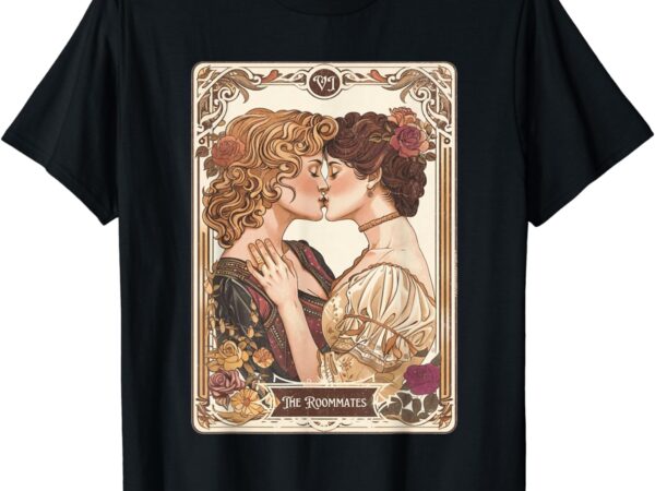 Vintage lesbian pride tarot card and they were roommates t-shirt