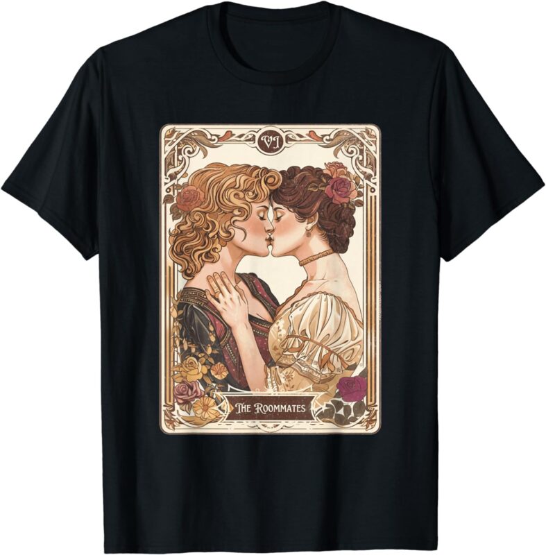 Vintage Lesbian Pride Tarot Card And They Were Roommates T-Shirt