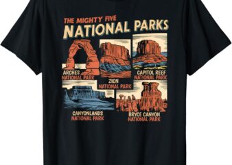 Vintage Moab Souvenir Big 5 Utah Mighty Five National Park T-Shirt